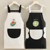 Delantal Casero Impermeable y a Prueba de Aceite para Mujer Verano Delgado Cocina Restaurante Ropa de Trabajo Lindo Estilo Extranjero Delantal de Trabajo Estampado