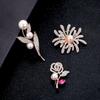 Coreia do Sul Nova Moda High-end Broche Feminino Strass Toalha De Seda Fivela Anti-luz Fivela De Cristal Corpete Pin Pérola Jóias