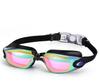 Gafas de natación con tapones para los oídos unidos, a prueba de niebla, HD, con recubrimiento, para hombres y mujeres, disponibles, suministro directo de fábrica