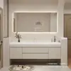 Lavabo Todo en Uno Knai Lifi Feeling para Hogar y Hotel Combinación de Lavabo para Inodoro Estilo Crema Lujo Ligero Gabinete de Baño Inteligente