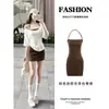 Vestido lencero ajustado de color marrón para mujer, un hermoso vestido de verano deslumbrante y único, un conjunto completo para el verano.