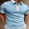 Camisa Polo Masculina de Verão Transfronteiriça com Gola e Zíper Manga Curta Tamanho Grande Top Masculino Camisa Manga Curta com Estampa Digital 3D