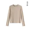 Camiseta Base Mousse Cashmere Gola Redonda Ombros Retos para Mulheres, Nova Camada Base Quente Outono e Inverno, Adequada para Usar por Baixo de Camisetas de Manga Longa para o Trabalho