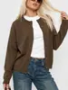 Cárdigan de Punto Popular Europeo y Americano Tallas Grandes para Mujer, Estilo Sencillo para el Trabajo, de Punto Fino de un Solo Botón, Ropa de Punto de Manga Larga para Mujer