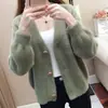 2026 Cardigan Casaco Suéter Feminino Novo Estilo Espesso para Primavera e Outono, Curto Solto Fashionável Versátil Roupa Externa Feminina