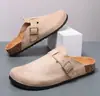 Pantuflas Cerradas Transfronterizas para Hombre, Zapatos Estilo Birkenstock con Suela de Madera para Interiores, Sandalias Casuales de Medio Paso para Hombre Talla Grande, Estilo Pareja