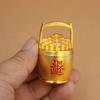 Cubo de lingotes de latón con decoración de oro, pequeño cubo chino, cuenco del tesoro, decoración de la sala de estar del hogar, decoración de lingotes retro