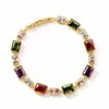 Pulsera de Piedras Preciosas de Colores Cuadradas Dopamina de Lujo Ligero con un Toque de Alta Gama, Estilo de Joyería Lujosa con Diseño Geométrico