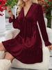 Plataforma Independiente de Comercio Exterior 2026 Vestido Elegante Europeo y Americano de Manga Larga Otoño e Invierno Vestido de Terciopelo con Volantes de Manga Larga