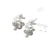 Pendientes de Plata S925 con Aguja, Trébol de Cuatro Hojas Mate y Perla, Pendientes de Flor Retro de Alta Gama de Corea del Sur, Versátiles
