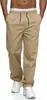 Pantalones largos casuales para hombre de estilo europeo y americano, con cordón y detalles de bolsillo, diseño recto, adecuados para exportación