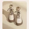 Botas de nieve de felpa para mujer 2026 estilo nuevo de invierno, forradas de forro polar y engrosadas, botines de suela gruesa para mujer, zapatos de algodón, botines Martin para mujer