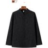 2022 estilo chino otoño nuevo traje Tang de algodón y lino para hombres camisa de manga larga estilo chino hebilla de madera cuello alto camisa jacquard para hombres