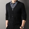 Hengyuanxiang Fake Two-piece Knitwear Masculino 2024 Outono e Inverno Novo Suéter de Alta Qualidade Cor Combinando Camisa Gola Suéter Masculino