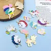 Transfronterizo Nuevo 12 Dibujos Animados Arco Iris Unicornio Colgante de Aleación Pulsera de Pony Linda Colgante de Perlas