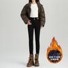 Pantalones vaqueros de cintura alta para mujer, forrados con vellón grueso, otoño e invierno 2025, nuevos pantalones ajustados negros elásticos.