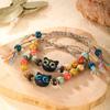 Pulsera de Cuerda Tejida de Cerámica Colorida con Gato para Mujer Estilo Retro Nicho de Alto Nivel Pulsera Dulce Cool Pulsera para Estudiante Novia