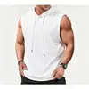 2026 Aliexpress Verano Hombres Fitness Entrenamiento Viaje Estiloso Deportivo Color Sólido Con Capucha Sin Mangas Chaleco En Stock