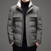 Chamarra de plumón con cuello de piel desmontable para hombre, Otoño e Invierno, Cuello alto, Chamarra de plumón casual, A prueba de frío y cálida, Chamarra de plumón engrosada para hombre