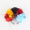 Faixa de Cabeça com Cabeças de Flores Artificiais Rosa Estilo Novo Transfronteiriça Faixa de Cabeça para Festa de Halloween Adorno de Cabeça com Contas de Flores de Peônia de Duas Fileiras