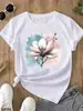 Impresión de Ropa Dama Casual Camiseta de Dama Patrón de Dama t Ropa Estilo Lindo Moderno Moda Manga Corta Blanca
