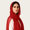 Lenço Longo Liso de Chiffon com Veludo de Alta Qualidade e Sofisticação, Lenço de Cabeça com Pedraria, Lenço de Gaze Estilo Novo Malaio Kashkha