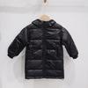Jaqueta Infantil de Inverno de Comprimento Médio de Penas de Pato Quente com Capuz para Meninos e Meninas Casual Solta Estilo Coreano Preenchida com Penas
