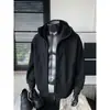 Él: Sudadera con capucha Chocoolate de peso pesado para otoño para hombre, Estilo callejero retro moderno, Chaqueta cárdigan holgada y cómoda