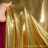 Textura de Metal Líquido Dorado y Plateado Brillo Brillante Elástico por los Cuatro Lados Bronceado Dorado Mate Falda Vestido de Tirantes Tela de Diseñador