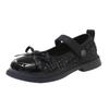 Sapatos de Couro Estilo Coreano para Meninas 2025 Primavera e Outono Novos Sapatos Infantis Estilo Chanel de Tamanho Médio Sola Macia Antiderrapante Sapatos de Princesa Infantis