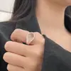 Anel de Cristal Transparente de Alta Qualidade para Mulheres, Moda Doce e Cool, Simples e Versátil, Anel Aberto Personalizado, Anel para Dedo Indicador Estilo Ins