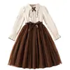 Vestido para Niñas Estilo Nuevo Europeo y Americano 2026 Malla de Manga Larga Vestido de Princesa para Niñas Mayores, Vestido de Venta Caliente de Otoño