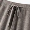 Pantalones de lana 100% australiana de pierna ancha para mujer, ropa exterior de otoño e invierno, pantalones de punto hasta el suelo, de cintura alta, holgados, con caída, pantalones rectos extralargos
