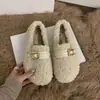 Primeiro Encontro Temporada Sapatos Peludos Roupas Femininas Outono Inverno 2026 Novos Botas de Neve Acolchoados Espessos Quentes Sapatos de Algodão Moda Casual