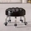 Taburete Pequeño Giratorio para Uso Doméstico, Taburete Bajo con Ruedas, Taburete para Pies de Pedicura con Costura de Belleza, Taburete Redondo para Ayuda al Caminar para Niños Pequeños