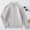 Suéter de lana para niños y niñas, suéter de punto trenzado con cuello alto y media cremallera, top pullover engrosado para otoño e invierno con puntos de colores para niños mayores