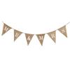 Fabricantes fornecem diretamente decoração de casamento europeia e americana, bandeirola de linho com coração, bandeira de linho MR & MRS