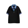 Estilo Ace Academy Versátil Casual Holgado Falso Dos Piezas Algodón Espacial Camisa Polo de Verano Top Ht1023