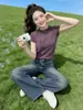 Blusa de Tricô Casual Estilo Coreano Semi-Gola Alta Slim Fit Manga Curta Feminina Verão Nova Chegada Top de Alto Padrão para o Trabalho Redutor de Idade