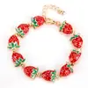 Pulsera Transfronteriza Nueva Sencilla de Aleación con Goteo de Aceite de Fresa para Niña, Fresca, Regalo de Vacaciones Cumpleaños, Accesorios Pequeños