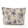 Bolsa de Maquillaje Transfronteriza Amazon Torre Eiffel con Letras, Bolsa Impermeable de Lino con Cremallera Impresa por Ambos Lados para Mujeres, Almacenamiento de Primavera