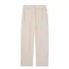 Calça casual reta anti-rugas para homens, cintura semi-elástica, calça longa com bom caimento, para o trabalho, solta, calça versátil, anti-rugas, não precisa passar