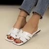 2024 Novo Cross-border plus size Solid Color Casual Stone Pattern Chinelos Cabeça Quadrada Flat Bottom Outer Wear Chinelos de praia