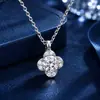 Collar de Cuatro Hojas de la Suerte con Diamantes Moissanita, Venta Caliente Cruzada, Joyería de Cadena para Clavícula Versátil Estilo INS para Mujer, Lujo Ligero