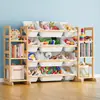 Estantería de juguete de madera maciza transfronteriza Estantería de almacenamiento de juguetes para jardín de infancia Montessori Estantería de libros para niños multicapa Organizador de juguetes