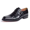 Sapatos de Couro de Bico Fino Tamanho Grande Transfronteiriço para Homens Tamanho 38-47 Fivela Negócios Formal Noivo Sapatos de Casamento Venda Direta de Fábrica Couro de Vaca