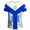 Camiseta Masculina Casual de Manga Curta com Impressão Digital 3D da Bandeira e Emblema Nacional de Israel Venda Direta da Fábrica Nova Camiseta Transfronteiriça