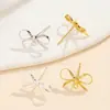 Brincos Geométricos com Laço Banhados a Cobre Ouro 18K Real Europeus e Americanos Simples Brincos de Laço Minimalistas Acessórios para Brincos DIY