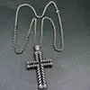 Collar de acero inoxidable para hombre con diamantes densos europeos y americanos, popular estilo hip hop, colgante de cruz con pedrería negra, cadena de quilla, venta al por mayor