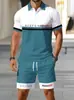 Comércio Exterior Aliexpress Temu Moda Masculina Casual Camiseta Polo de Manga Curta Estampa 3D Conjunto de Roupas e Calças